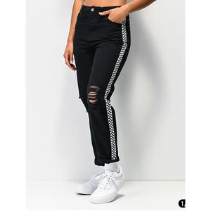 Empyre Black Checkered Eileen Mom Jeans NEW